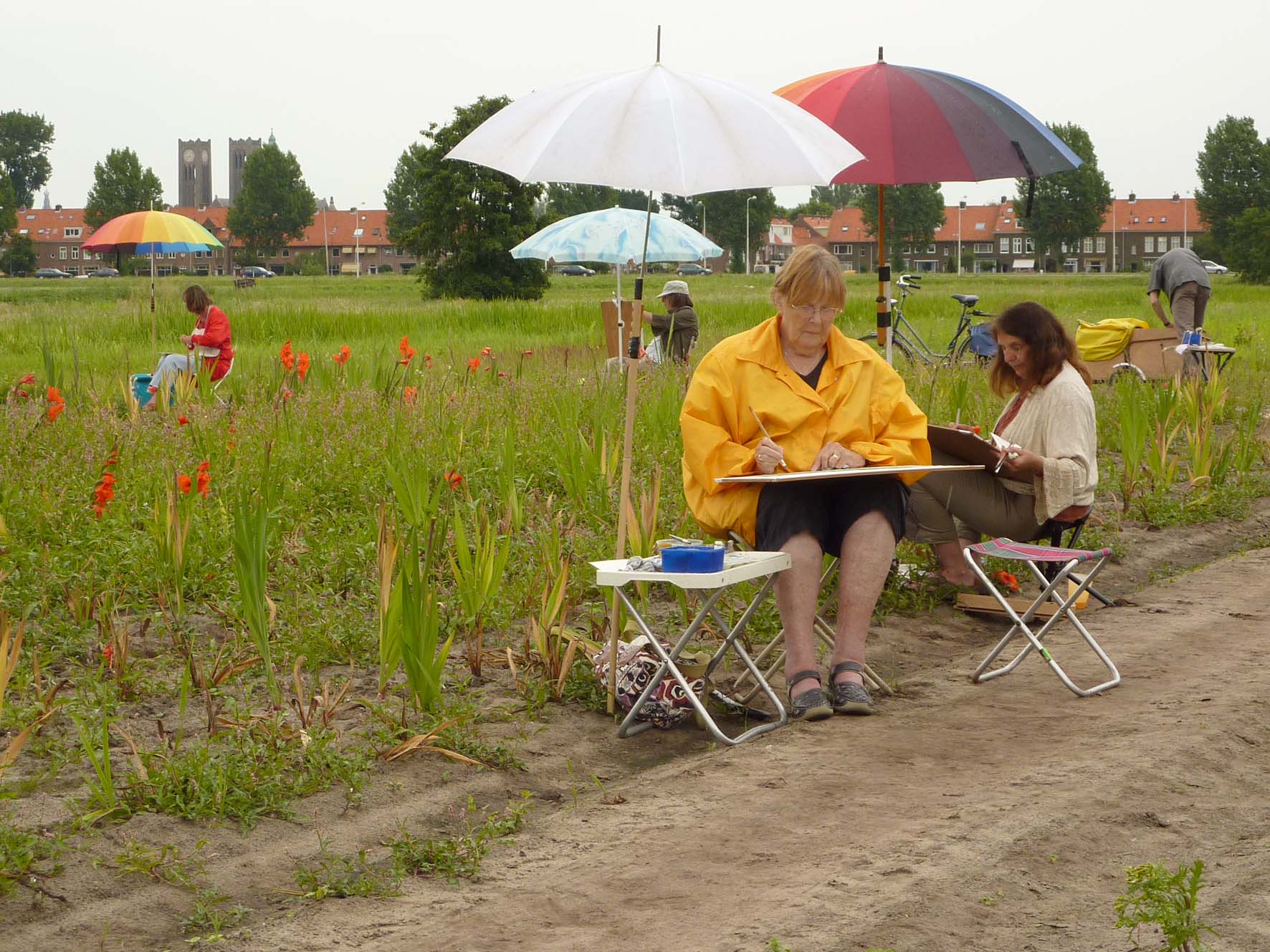 Buiten schilderen in de wei